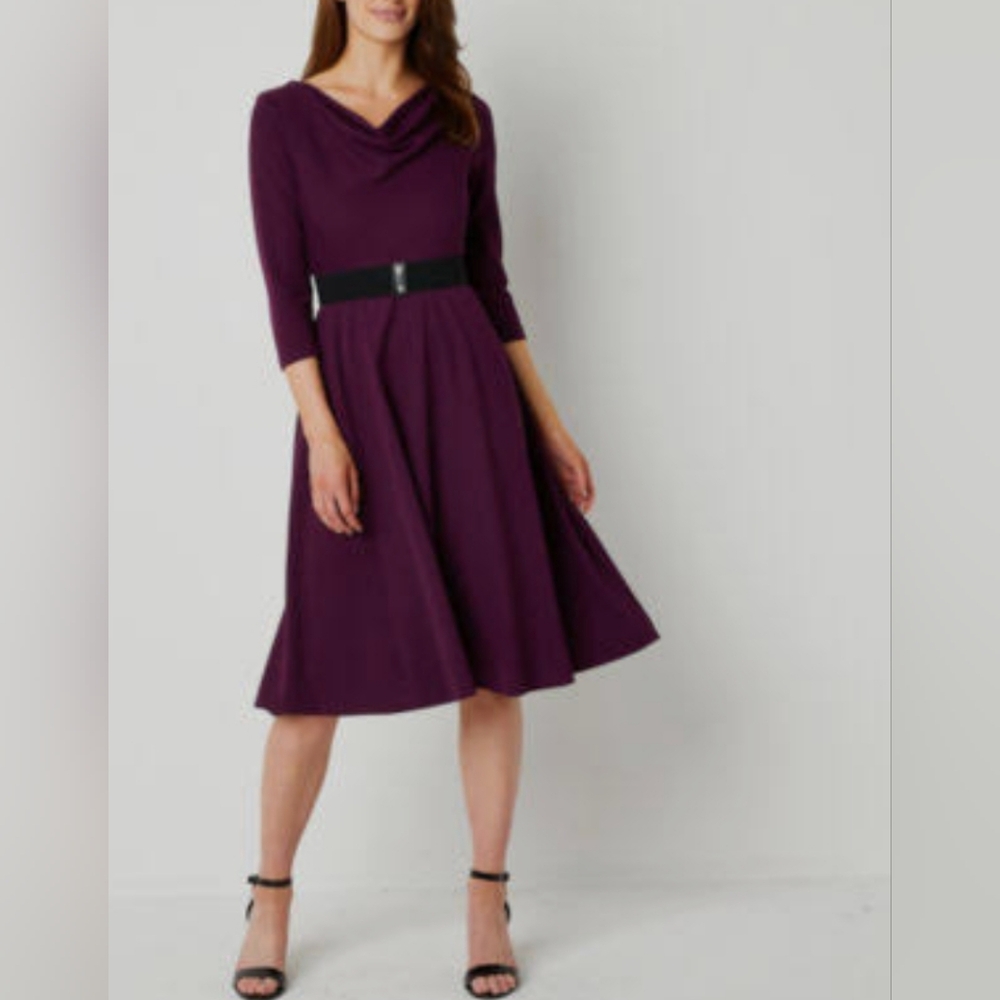 Danny & Nicole Plum Long Sleeve Dress